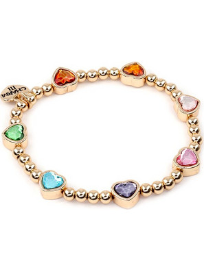 CHARMIT Gold Sparkle Heart Stretch Bead Βραχιόλι με Καρδιές Χρυσό CT09-04