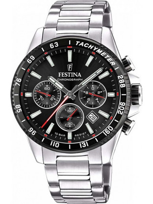 Festina Ανδρικό Ρολόι Χρονογράφος με Ασημί Μεταλλικό Μπρασελέ F20560/6