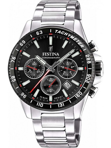 Festina Ανδρικό Ρολόι Χρονογράφος με Ασημί Μεταλλικό Μπρασελέ F20560/6