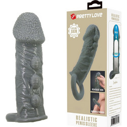Pretty Love Realistic Penis Enlarger & Delay Sleeve Κάλυμμα Επιμήκυνσης Πέους Γκρι