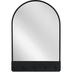 Artekko Mirror Μαύρος Μεταλλικός Καθρέπτης Τοίχου με Κρεμάστρα (61x5x87)cm