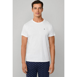 Hackett ανδρικό T-shirt με κεντημένο λογότυπο Classic Fit - HMU20013 Λευκό