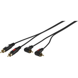 VIVANCO AUDIO CONNECTION GOLD PLATTED CABLE 2x RCA to 2x ANGLED RCA 1.5m black