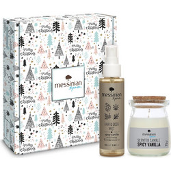 Messinian Spa PROMO Xmas Box Hair & Body Mist Αρωματικό Σπρέι για Μαλλιά & Σώμα με Βανίλια & Σανδαλόξυλο 100ml & Spicy Vanilla Αρωματικό Κερί 75gr