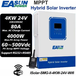 EASUN Hybrid Solar Inverter MPPT 4KW 24V WiFi Pure Sine Wave SMT-II-4KW-WiFi - Υβριδικός Inverter Καθαρού Ημιτόνου