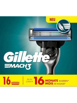 Gillette Mach 3 Ανταλλακτικά Ξυραφάκια με 3 Λεπίδες & Λιπαντική Ταινία 16τμχ