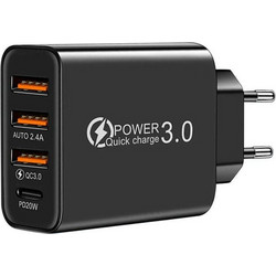 Προσαρμογέας Τοίχου USB 4 Θυρών 3.1A 5V Fast Charge 3.0