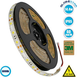 GLOBOSTAR(R) LUMAR 70120 Ταινία LED 14.4W/m 1440lm/m DC 12V Αδιάβροχη IP65 SMD5050 Ψυχρό Λευκό 6000K Dimmable Ρολό 5 Μέτρων