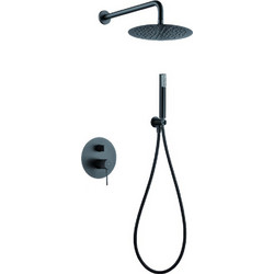 Εντοιχιζόμενο Πλήρες Σετ Λουτρού Imex Line Black Gun Metal PVD Μίκτης 2 Εξ. & Κώδωνας Inox O25εκ & Τηλ. & Στήριγμα (GPD038/BGM)