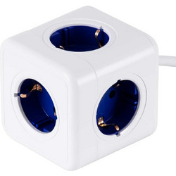Πολύπριζο GloboStar TRAVEL PowerCube PRO 5 θέσεων λευκό-μπλε 7x11x7εκ