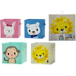 Καλάθι Τακτοποίησης Με Λαβές Παιδικό Πολύχρωμο Ύφασμα 30x30x30cm Σε 4 Σχέδια