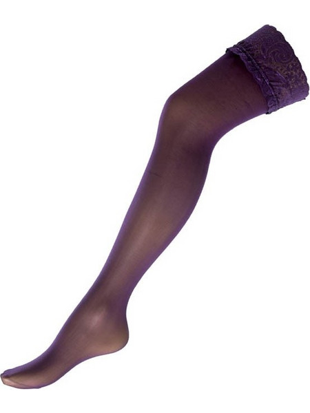 Κάλτσα Nylon Μοβ Με Δαντέλα
