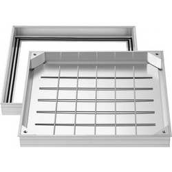 Κάλυμμα Φρεατίου VEVOR με Πλαίσιο, 500 x 500mm Αόρατα Ενσωματωμένα Καλύμματα Πρόσβασης Δεξαμενής Σηπτικού, Κάλυμμα Επιθεώρησης Ενσωματωμένου Καναλιού Αποστράγγισης από Κράμα Αλουμινίου για Πεζοδρόμια