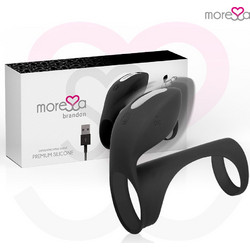 Moressa Brandon Vibrating Ring & Penis Sleeve Ελαστικό Δαχτυλίδι Πέους Σιλικόνης με Δόνηση Μαύρο