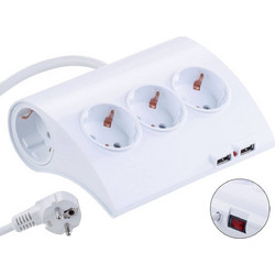 ΠΟΛΥΠΡΙΖΟ ΑΣΦΑΛΕΙΑΣ 5 ΘΕΣΕΩΝ ΣΟΥΚΟ & 2 USB ΕΠΙΔΑΠΕΔΙΟ & ΕΠΙΤΟΙΧΟ 3X1.5 1.3m ΛΕΥΚΟ SL8105 SFL (ΣΕΤ ΜΕ 2)