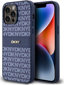 DKNY Θήκη PU Leather Repeat Pattern Tonal Stripe iPhone 15 Pro Max Blue