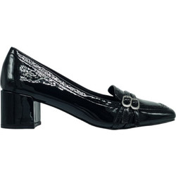 Envie Shoes Γόβες Λουστρίνι με Χοντρό Χαμηλό Τακούνι Μαύρες E84-22353-34