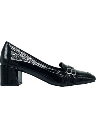 Envie Shoes Γόβες Λουστρίνι με Χοντρό Χαμηλό Τακούνι Μαύρες E84-22353-34