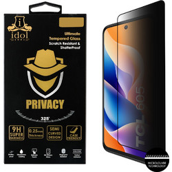 IDOL 1991 TEMPERED GLASS TCL 605 / TCL 60 SE 6.67" 9H 0.25mm PRIVACY ANTISPY SEMI CURVED FULL GLUE BLACK
