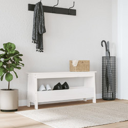 vidaXL Παγκάκι Χολ Λευκό 100 x 28 x 45 εκ. από Μασίφ Ξύλο Πεύκου 837383