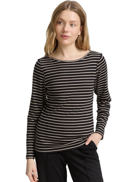 TOM TAILOR ΜΠΛΟΥΖΑ ΓΥΝΑΙΚΕΙA 1047730-38583 (38583/BLACK TAUPE TEE STRIPE)