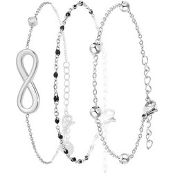 So Charm Σετ 3 Βραχιόλια Infinity διακοσμημένα με Κρύσταλλα Swarovski, Ασημί BS3023+B2381N+B2371D
