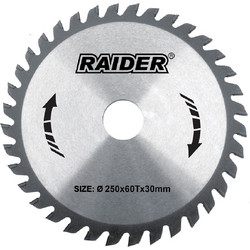 RAIDER Δίσκος κοπής ξύλου Φ30/Φ250/60Δόντια 163117
