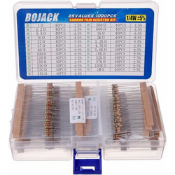 BOJACK Resistors Assortment Kit 1 Ohm /1M Ohm 1/4W Carbon Film Resistor Kit (25 Values) 1000pcs