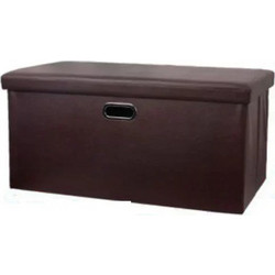 Pouf & Κουτί αποθήκευσης 2 σε 1 από PVC 76x38x38 cm σκούρο καφέ 2208867