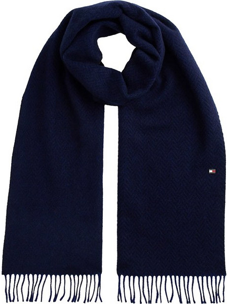 PURE WOOL HERRINGBONE FRINGED SCARF MEN TOMMY HILFIGER