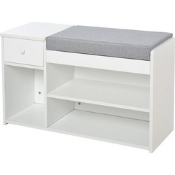 HOMCOM Παπουτσοθήκη Σκαμπό Ξύλινη 49x81x31.5cm 837-057WT