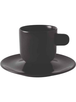 GTSA Φλυτζάνι Πορσελάνης Μαύρο 7cl Espresso & Πιάτο Πορσελάνης 12εκ Μαύρο Parma 66-63070 6τμχ
