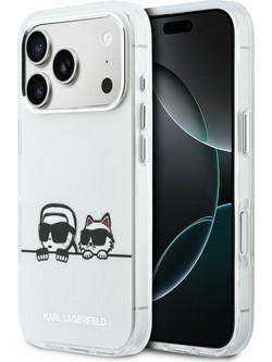 Karl Lagerfeld IML Karl & Choupette Peekaboo Logo MagSafe Case for iPhone 17 Pro - White