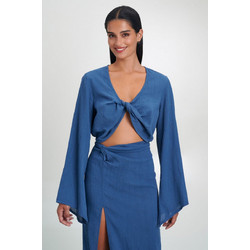 August Resortwear S25A3166 Τοπ Υφαντό Μπλέ