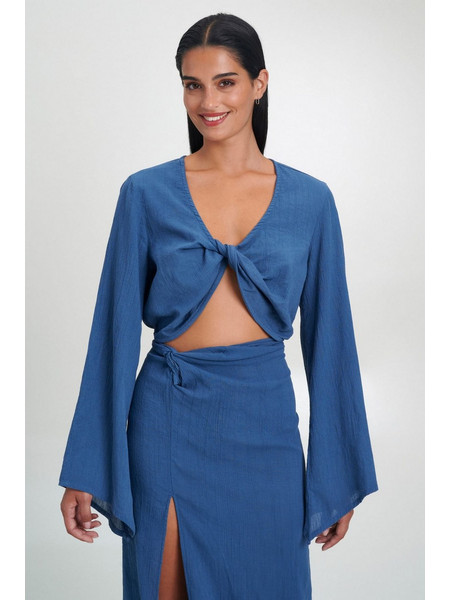 August Resortwear S25A3166 Τοπ Υφαντό Μπλέ
