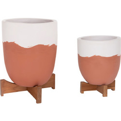 ΓΛΑΣΤΡΕΣ ΣΕΤ 2ΤΜX FB94686.08 TERRACOTTA ΣΕ ΛΕΥΚΟ & ΤΕΡΑΚΟΤΑ-TEAK ΒΑΣΗ