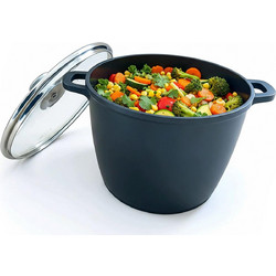 Κατσαρόλα Αντικολλητική Relaxdays Soup Pot XXL από Χυτό Αλουμίνιο με Γυάλινο Καπάκι 20 x 28 cm 10L - Black / Silver (10052728_671)
