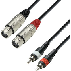 Adam Hall K3TFC0600 Audio Cable 2 x RCA male to 2 x XLR FEMALE 6 m - Adam Hall