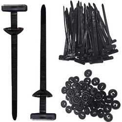 POWERTECH δεματικά καλωδίων TIES-082, 5x90mm, μαύρα, 50τμχ