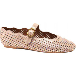 KURT GEIGER ΠΑΠΟΥΤΣΙΑ MΠΑΛΑΡΙΝΕΣ WAVY MAYFAIR BALLET FLAT ΣΤΡΑΣ LOGO METAΛΛΙΚΟ ΡΟΖ