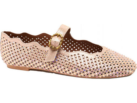 KURT GEIGER ΠΑΠΟΥΤΣΙΑ MΠΑΛΑΡΙΝΕΣ WAVY MAYFAIR BALLET FLAT ΣΤΡΑΣ LOGO METAΛΛΙΚΟ ΡΟΖ