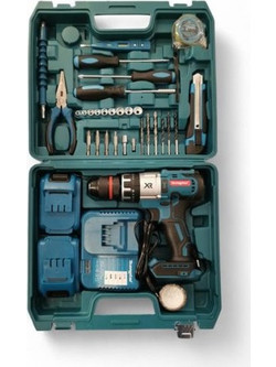 Σετ Κρουστικού Δράπανου Μπαταρίας 18V 13mm 0-400 / 0-1800rpm με 2 Μπαταρίες και Βαλιτσάκι 15376-104