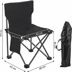Πολυθρόνα ατσάλινη εκστρατείας heavy duty μαύρη 600D Thirea KRT12CZ