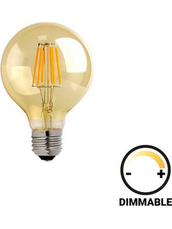 Λαμπτήρας LED G80 Bulb pakoworld dimmable 8W E27 2700K amber