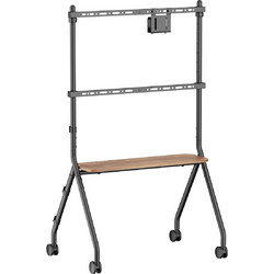 Brateck FS66-46F-01 Βάση Τηλεόρασης Δαπέδου Περιστρεφόμενη Τροχήλατη με Βραχίονα 37"-86" έως 50kg
