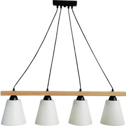 Heronia Lighting FUN-01 Raga Wood 4/L Κρεμαστό Φωτιστικό Οροφής Ράγα Πολύφωτο Λευκό 31-0404