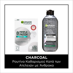 Garnier Promo Micellar Purifying Jelly Water with Charcoal, 400ml & Invisible Pimple Patch 8h, 22 Τεμάχια