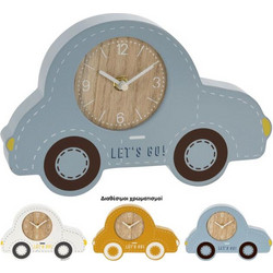 Kids deco Επιτραπέζιο ρολόι αυτοκίνητο HZ2003010 Ξύλινο, 24x3.5x15.5cm, σε 3 επιλογές χρώματος, λευκό/κίτρινο/μπλε