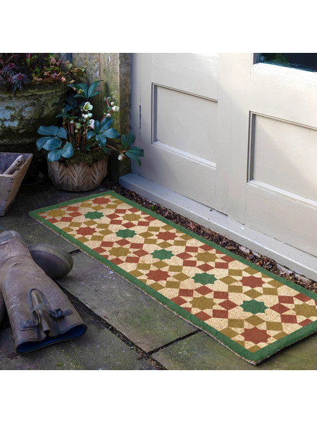 Artsy Mats - Μεγάλο Χαλάκι Εισόδου Green Moroccan Tile Pattern 120x40cm