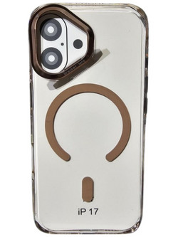 Strong Magnetic Anti-Drop Protection Built-in Stand For iPhone 17 σε Μπεζ μπεζ Θήκη πλάτης MagSafe Back Cover Σιλικόνη